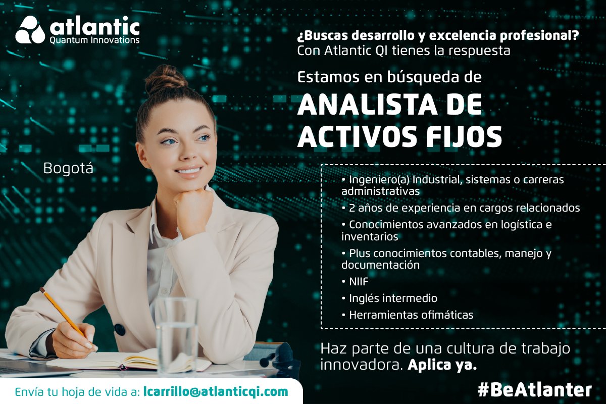 AtlanticQI's tweet photo. #Bogotá es tu oportunidad de crecer y ser parte de la familia #AtlanticQI

Si cumples con este perfil, envía ya tu hoja de vida a lcarrillo@atlanticqi.com y conviértete en #Atlanter https://t.co/Yu7fsYMVB7