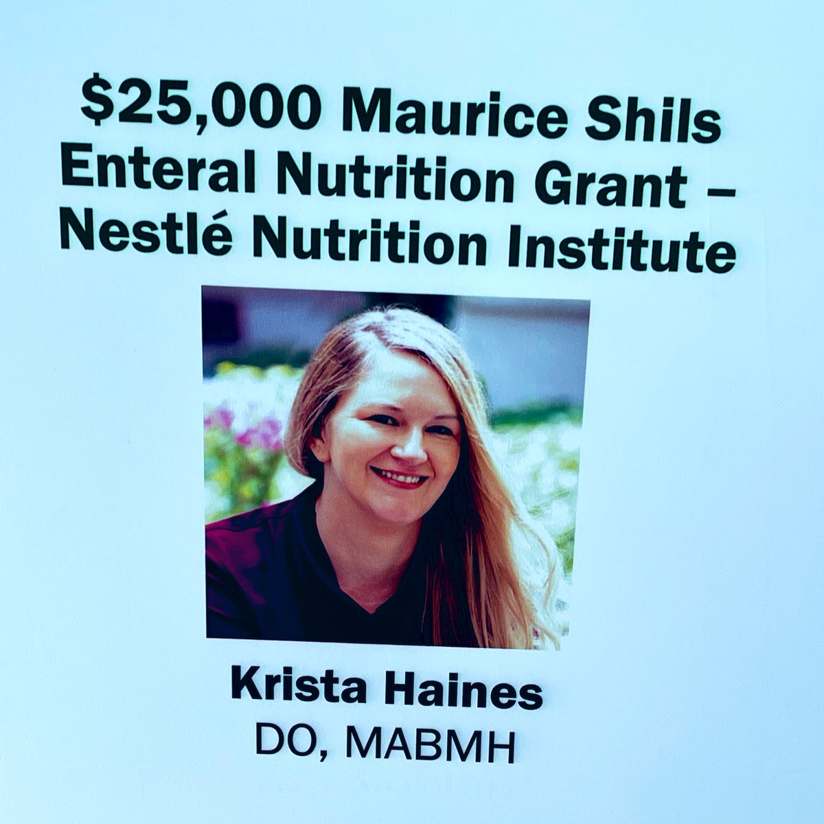Congrats to <a href="/DrKristaHaines/">Dr Krista Haines</a> &amp; <a href="/HilaryCRCRD/">Hilary M. Miller MS, RD, LDN, CNSC</a> on receiving the <a href="/ASPEN_nutrition/">ASPEN</a> Shils Enteral Nutrition Grant @ #ASPEN22 

The LEEP-ON Study will examine indirect Calorimetry measures &amp; determining nutrition needs in obese vs. non-obese ICU patients!

#WhatRDsDo #NutritionMatters