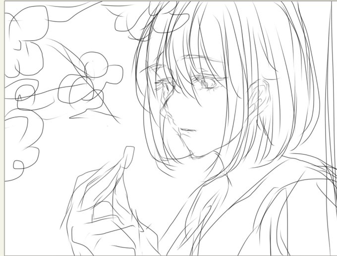 ラフ〜
こんな感じのイラストいいなって✐☡ 