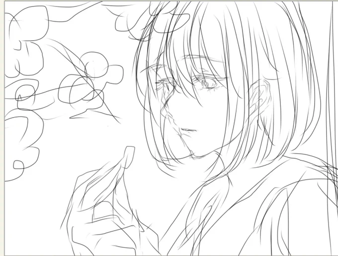 ラフ〜
こんな感じのイラストいいなって✐☡ 