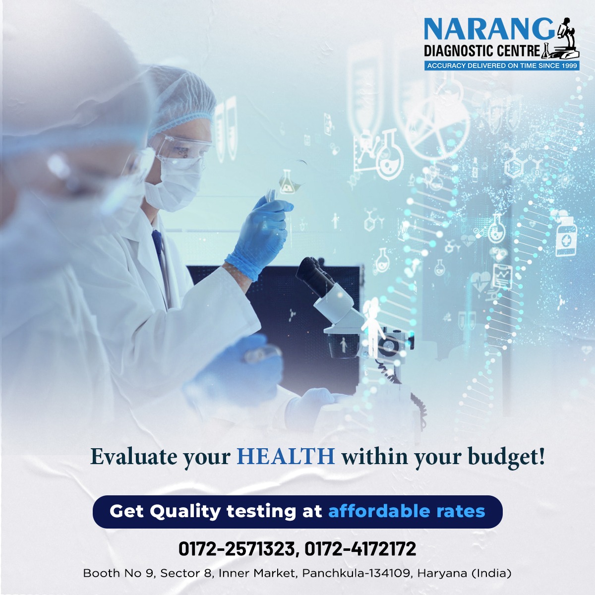 Evaluate your health within your budget!

Get Quality testing at affordable rates. 

Book your 𝐓𝐞𝐬𝐭 now - 0172-2571323 or 0172-4172172 Or 

#Diagnosticcentre #Trusteddiagnosticcentre #Wholebodycheckup #narangdiagnosticcentre #Healthpackage #HealthCheckup #healthcheckups