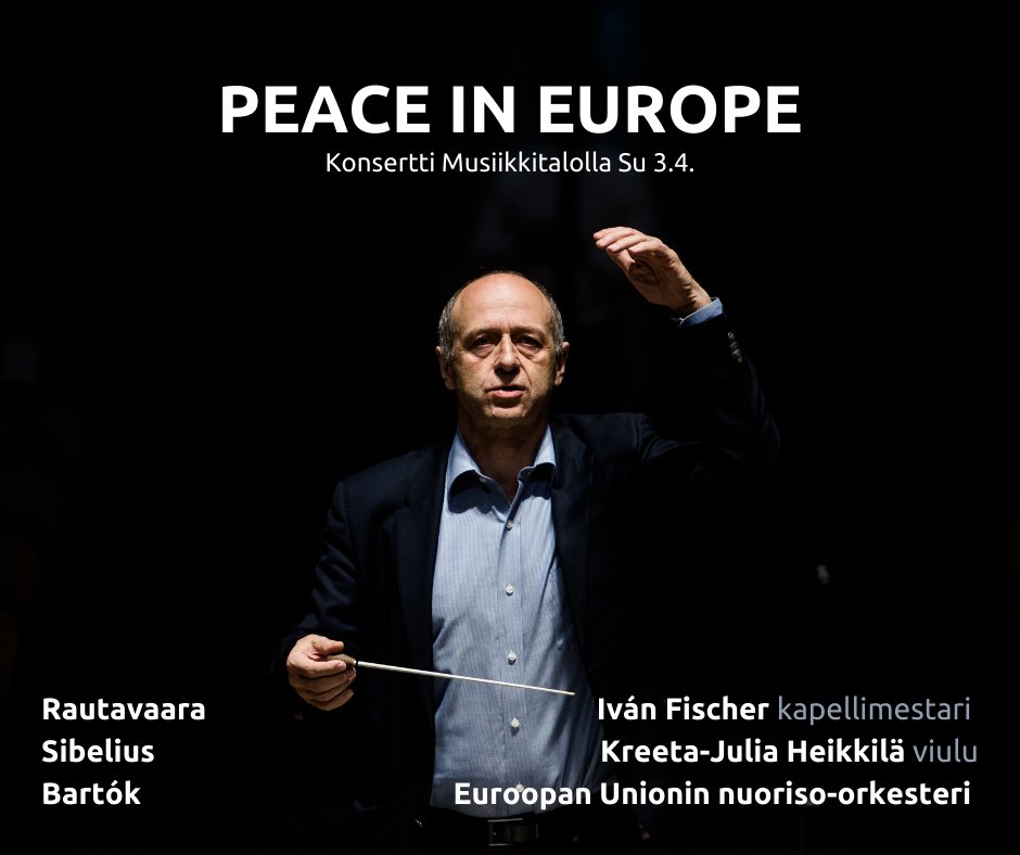 Ainutlaatuinen tilaisuus todistaa nuorten eurooppalaisten yhteisvoima. Maestro Iván Fischerin johtama sinfoniakonsertti Helsingin Musiikkitalolla su 3.4. klo 19.🎫 Liput alk. 6 €: bit.ly/3vINhIm
📸 Akos Stiller