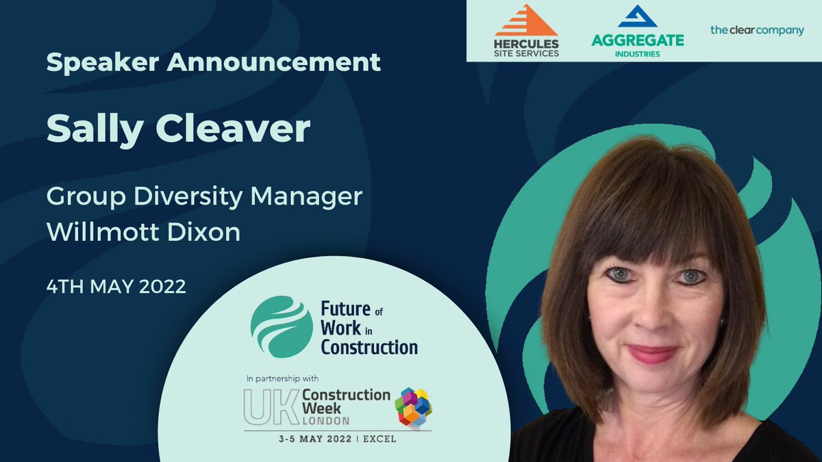 Sally Cleaver (Group Diversity Manager, <a href="/WillmottDixon/">Willmott Dixon</a>) is a speaker for FWC Live.
 
Taking place 4th May 2022 at the <a href="/UK_CW/">UK Construction Week</a> event at the Excel centre in London.

Register: futureofworkinconstruction.com/event-details/…

Sponsors <a href="/hercules_plc/">Hercules PLC</a> @AggregateUK <a href="/theClearCo/">The Clear Company</a> 

#Diversity #constructionuk
