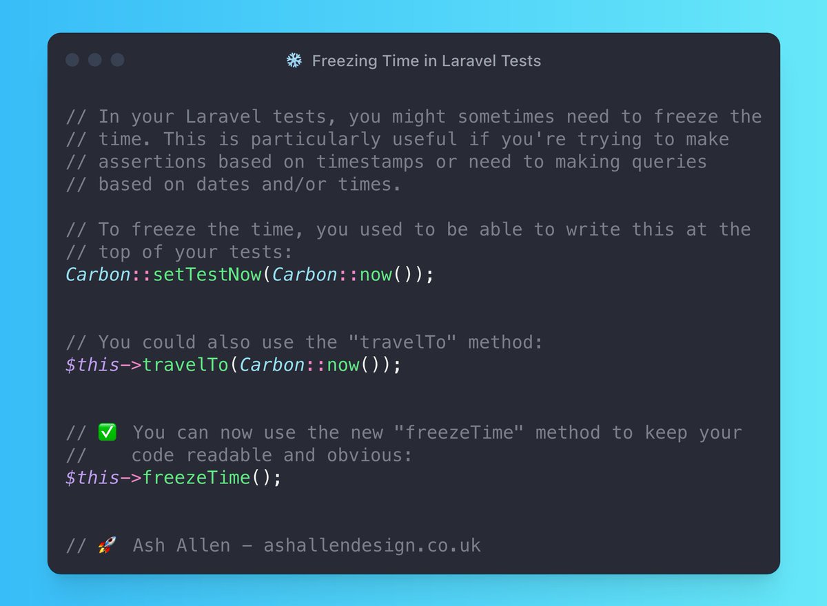 You can freeze time in tests