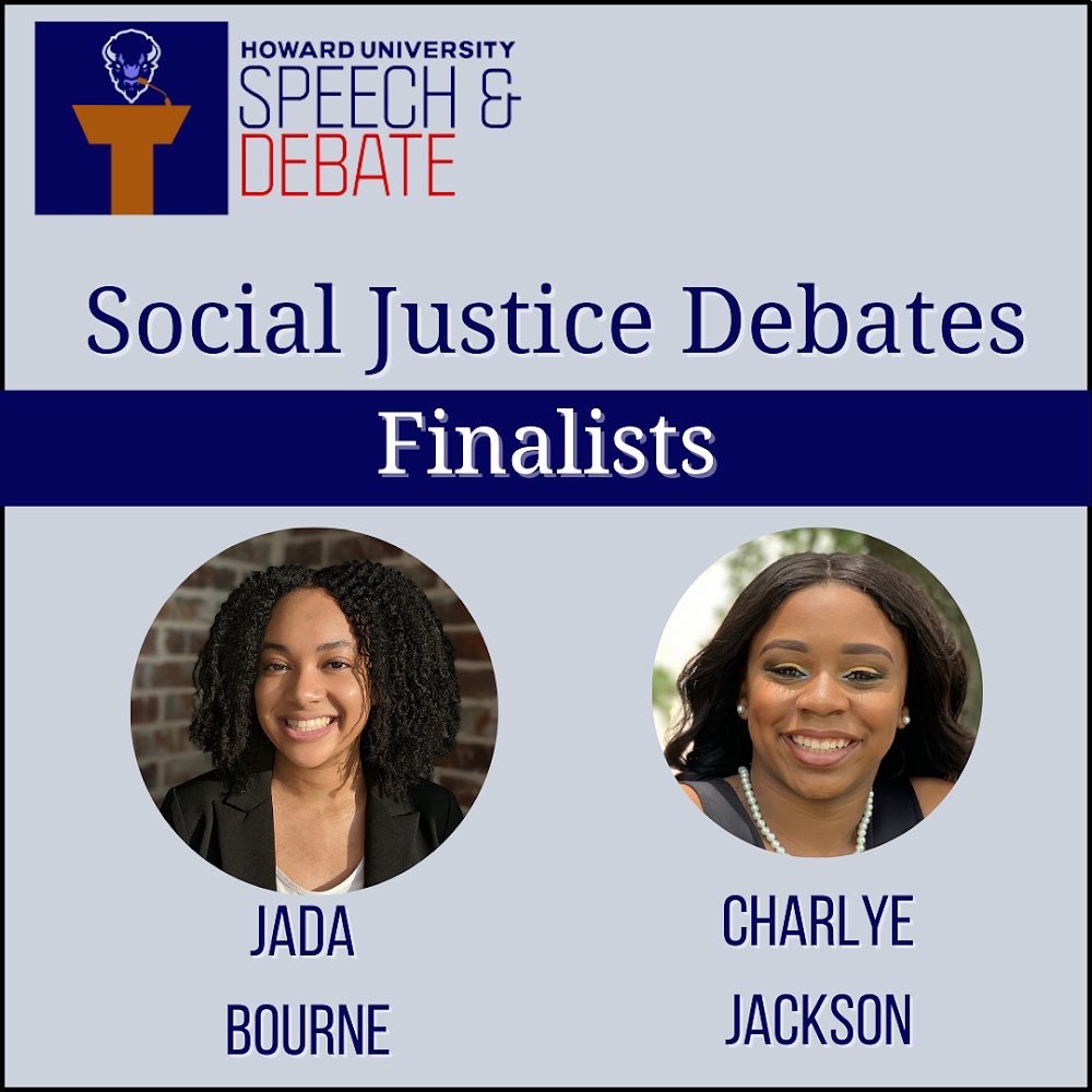 Congratulations are in order to our HUSDT President Jada Bourne and Charlye Jackson! The duo competed at the Social Justice Debates at Morehouse College this weekend and advanced to finals. Our phenomenal President received 8th for the speaker award! We’re so proud👏🏽💙