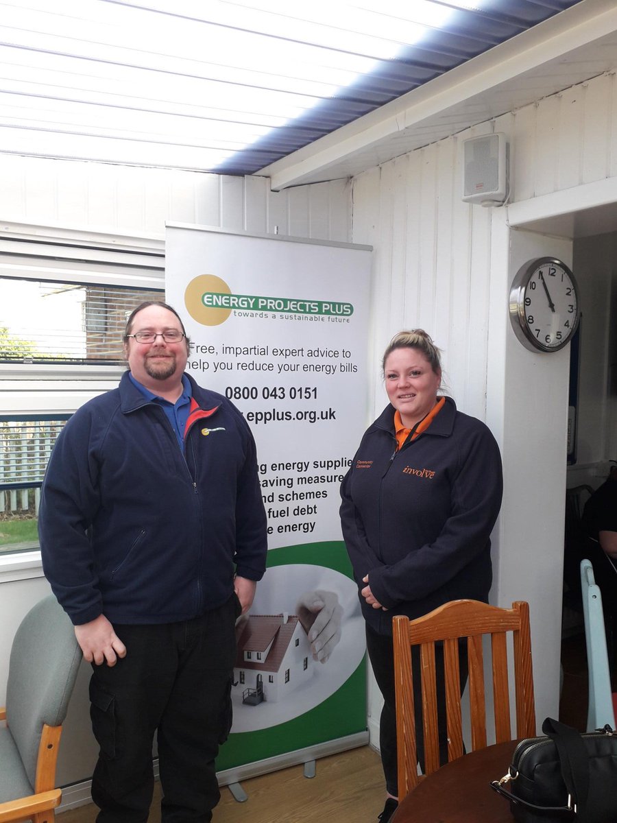 INVOLVENW's tweet photo. Sam, our local community connector and Dominic from Energy Project Plus attended the Morton Claremont Centre drop in this morning. All in aid of connecting our Community members with EPP advice and support. Get connected, with what matters to you. #Involvenorthwest. https://t.co/BOIuLgXfWJ
