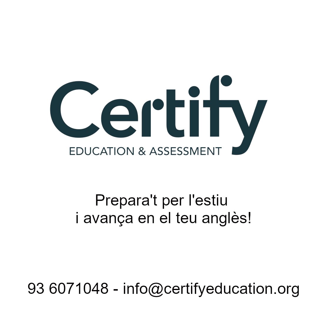 CertifyEdu's tweet photo. Necessites aprendre #anglès? Fes un curs abans de l'estiu!
Comencem NOUS CURSOS després de Setmana Santa. Afanya’t i reserva la teva plaça. #LearnEnglish #CertifyEducation https://t.co/EDklANRxBa