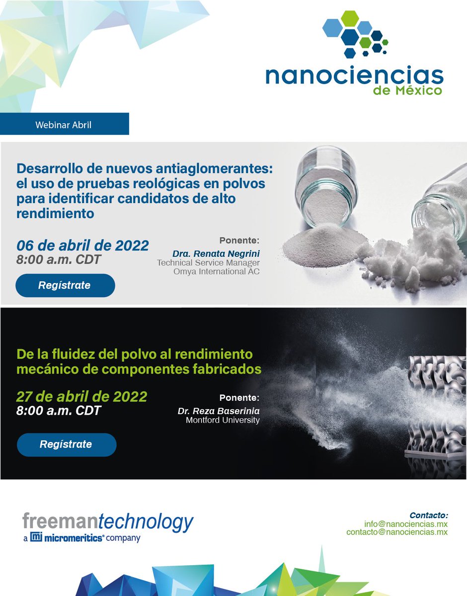 nano_mexico's tweet image. ¡Nanociencias de México te invita a los webinars de Freeman Technology que se llevarán a cabo en abril!

¡Te esperamos!

#Nanociencias #FreemanTechnology #tecnología #reología #webinar #webinargratuito