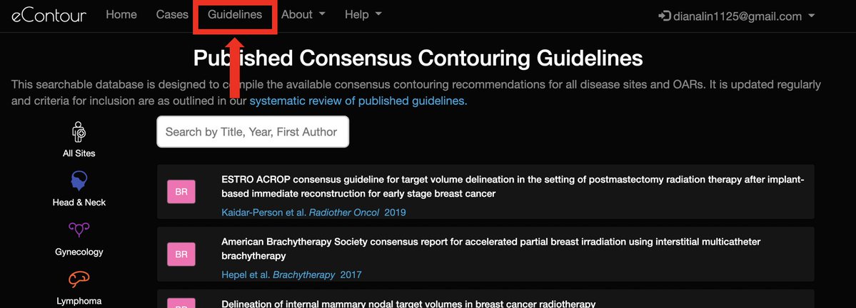 eContourRadOnc's tweet image. 🚨 We&apos;ve moved our guidelines database to its own &quot;Guidelines&quot; tab between &quot;Cases&quot; and &quot;About&quot;!

econtour.org/references

🙏 for this suggestion from ⭐️ #radonc #resident @kelseycorrigan, @P_Shams_ &amp;amp; @yazshaz during our #eContour Focus Group at @ACRORadOnc #acro2022! #meded