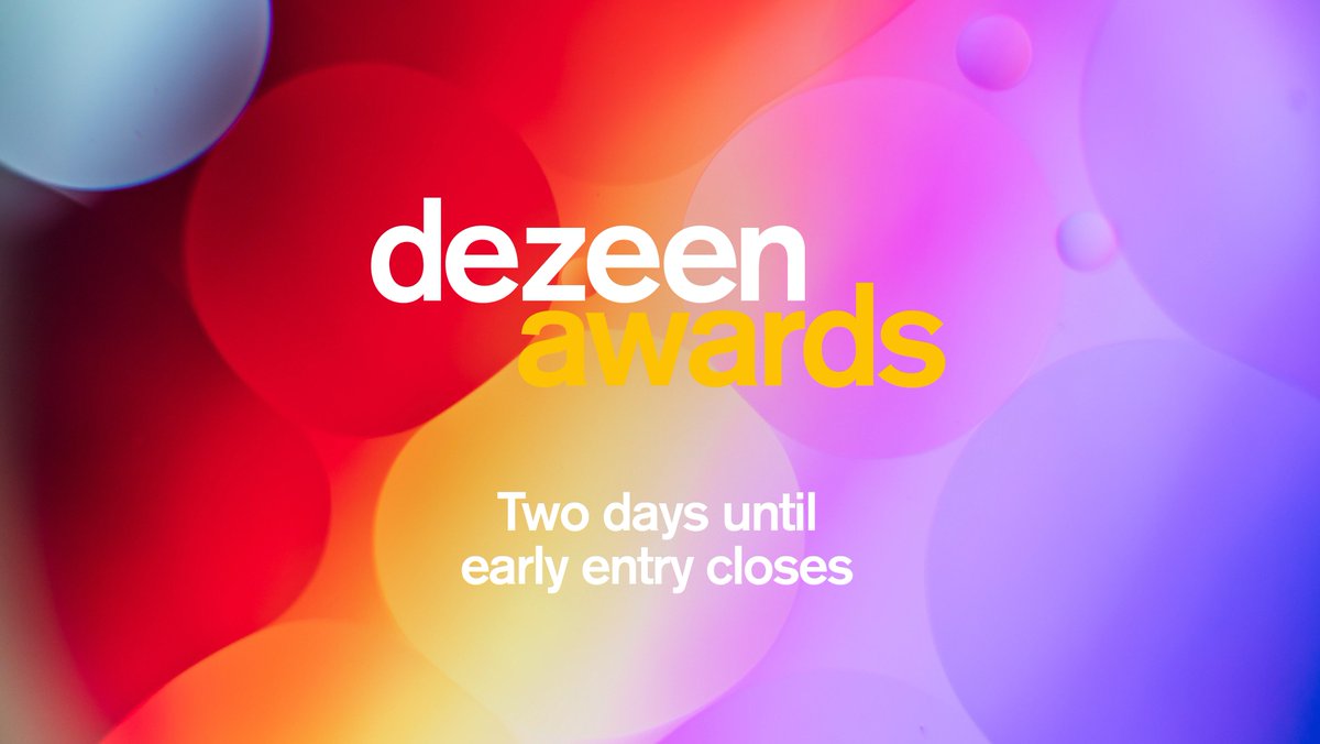 There are just two days left to enter Dezeen Awards 2022 and save 20 per cent!
 
The early entry period ends at midnight London time on Wednesday 30 March.
 
Start your entry now and submit it before the prices go up: dezeen.com/awards/signup

#architecture #interiors #design