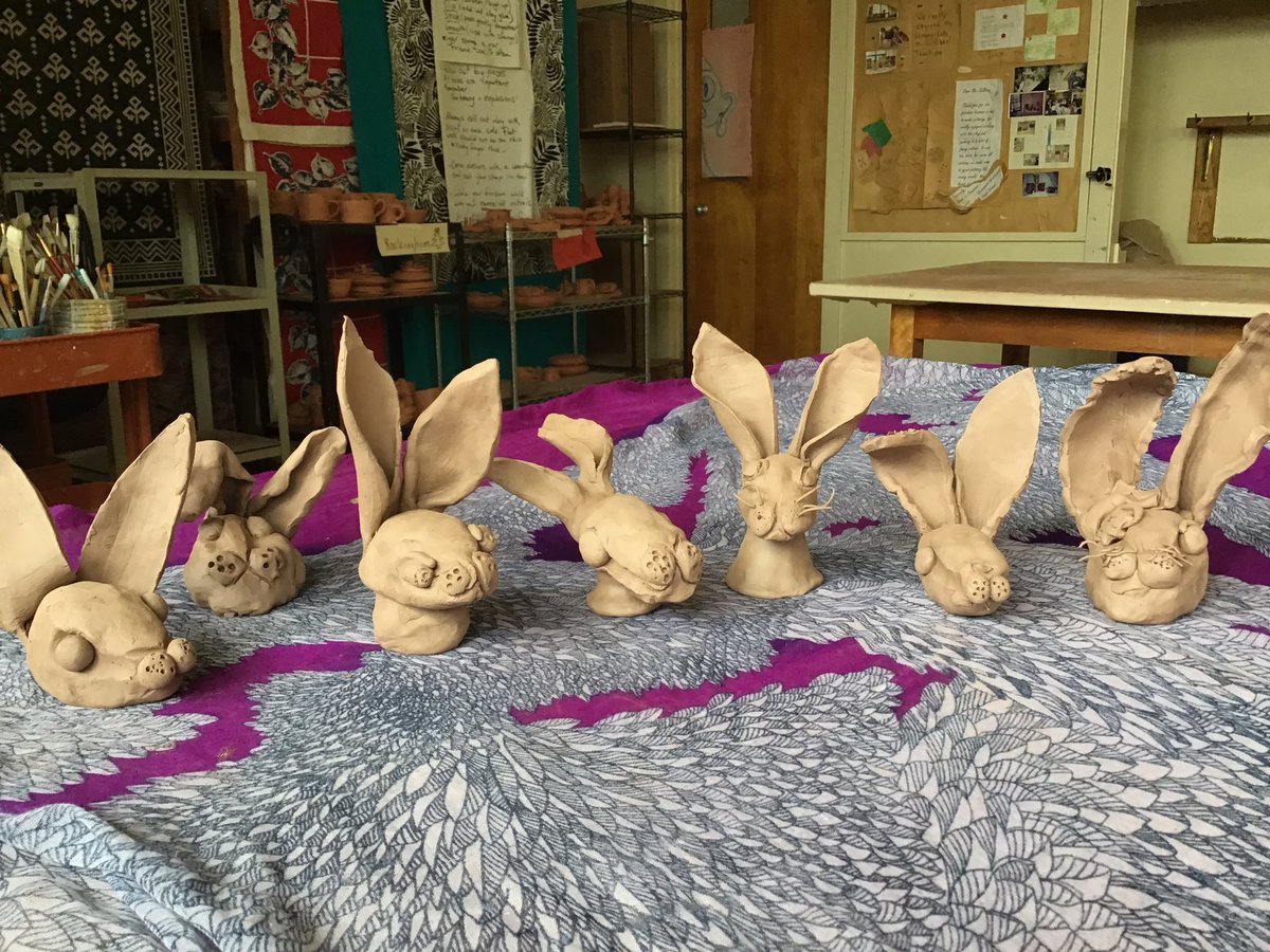 HRCEPotteryLab's tweet photo. Bunnies by Ms. Scully’s Grade 2 class.@stcatschool @HRCEFineArts https://t.co/IBIUYMC7lK