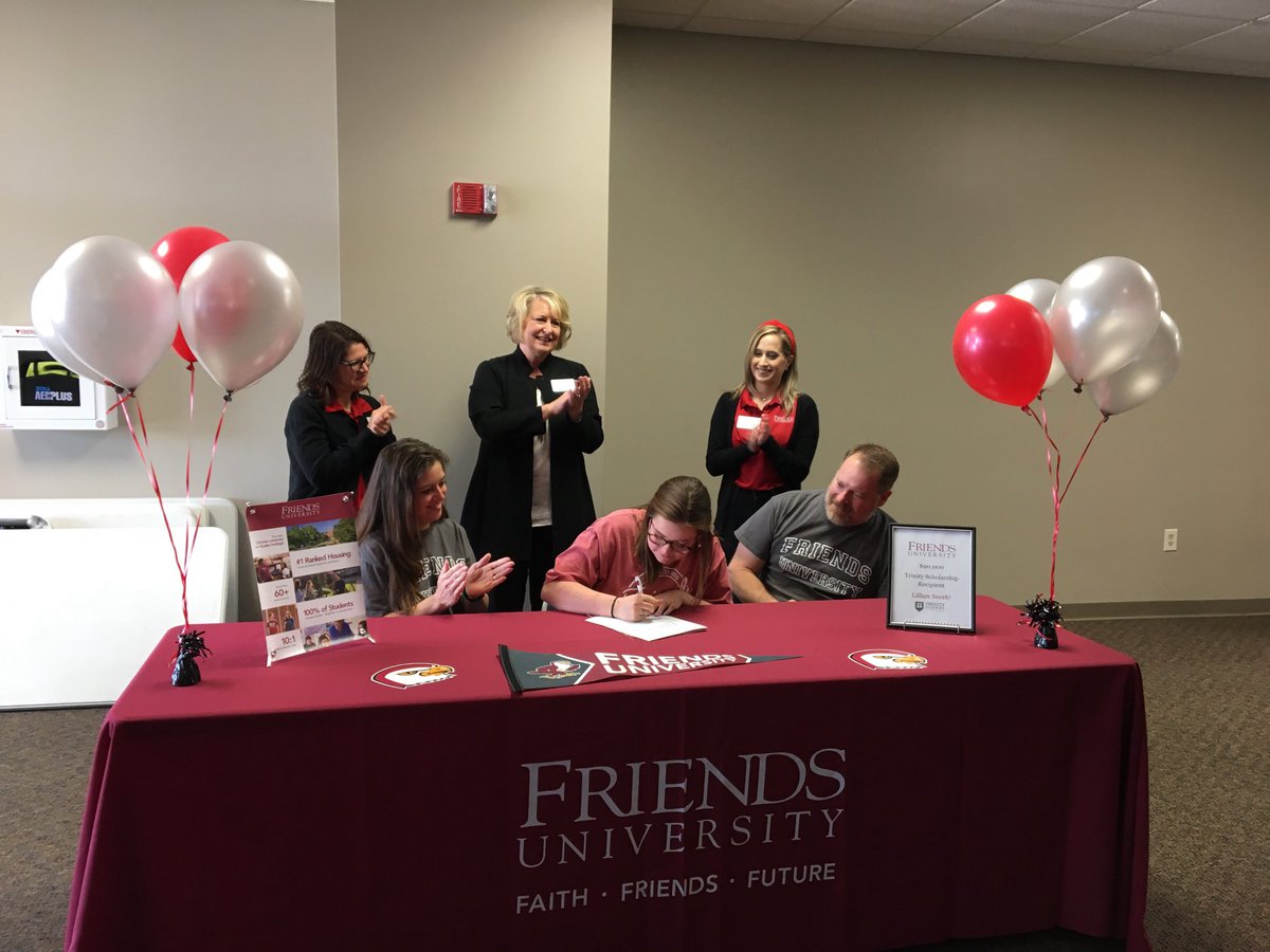 Such a fantastic scholarship signing day for Lillian Smith who was awarded a $90,000 Trinity Academy Scholarship this morning. Thank you to Mike Harper at Trinity Academy and to ⁦<a href="/amybraggcarey/">Amy Carey</a>⁩ ⁦<a href="/FriendsU/">Friends University</a>⁩ for making this happen!