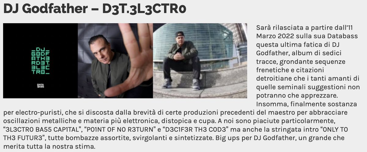 Review: <a href="/DJ_Godfather/">DJ Godfather</a> 'D3T.3L3CTR0' [Databass] via @WickedStyle