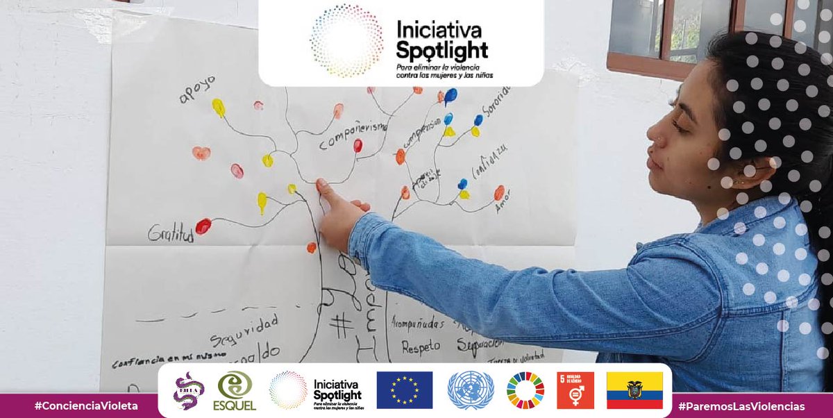 FundacionEsquel's tweet photo. 💪#SpotlightEC | 💜 #ConcienciaVioleta, #ParemosLasViolencias♀️
Colectivo Killa desarrolló cierre de talleres: “Autocuidado y amor propio del proyecto #YoImporto”, con el propósito de establecer vínculos de sororidad y confianza entre las participantes. https://t.co/YhXD5iz5GX