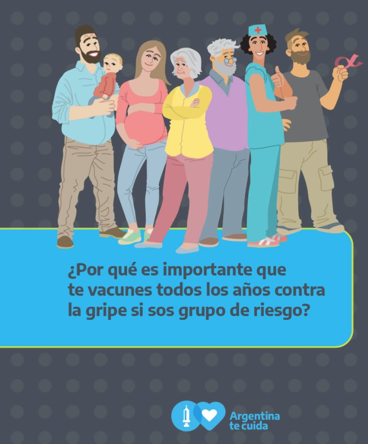 argendiabetes's tweet photo. Si tenés Diabetes o por otros motivos sos parte de estos grupos de riesgo, podés ir a cualquier vacunatorio o centro de salud para vacunarte contra la gripe. 
+info: Ministerio de Salud de la Nación: https://t.co/g9ODGuk09L https://t.co/KeON8HjFy8