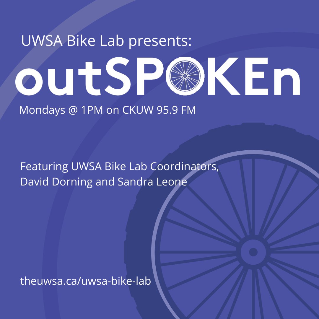 UWSABikeLab's tweet photo. OutSPOKEn airs on @ckuw 95.9 FM at 1pm today! Tune in to hear bike-related news! https://t.co/N5To933Oes