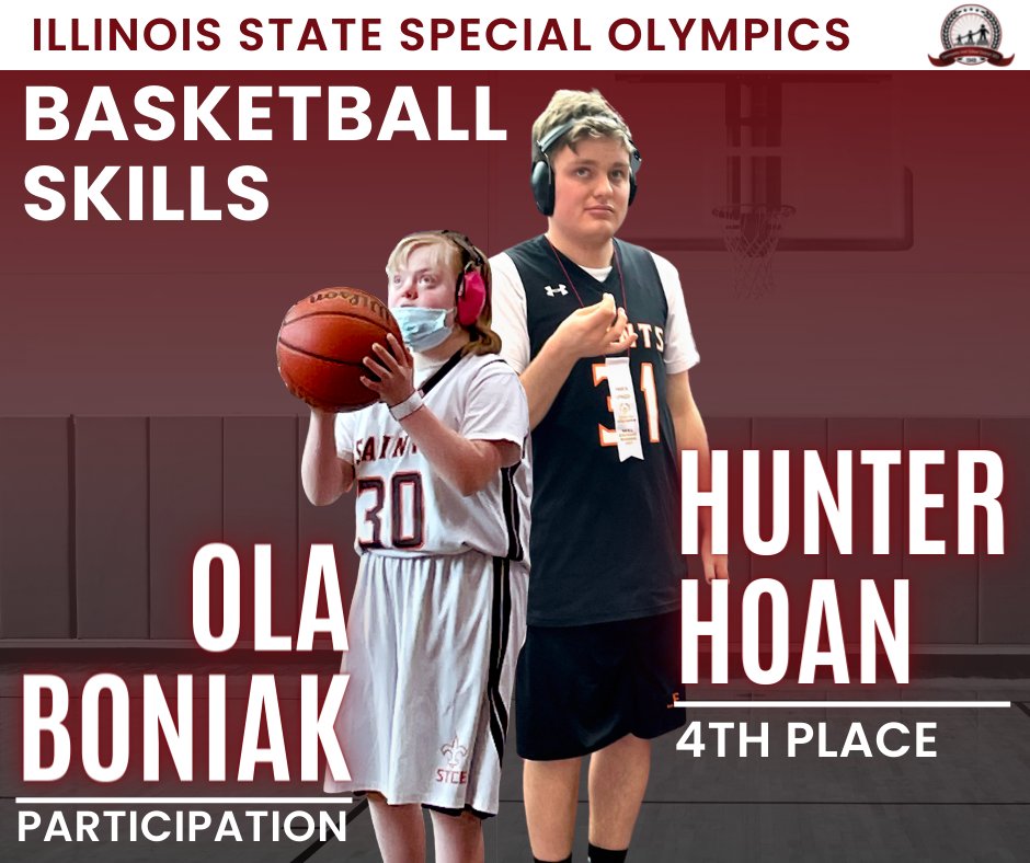 🏀 2 Saints ISO basketball team members competed in the Illinois State Special Olympics Basketball Skills tournament! Congratulations to Hunter Hoan for his 4th place finish and Ola Boniak for her participation award 🎉 #D303Pride