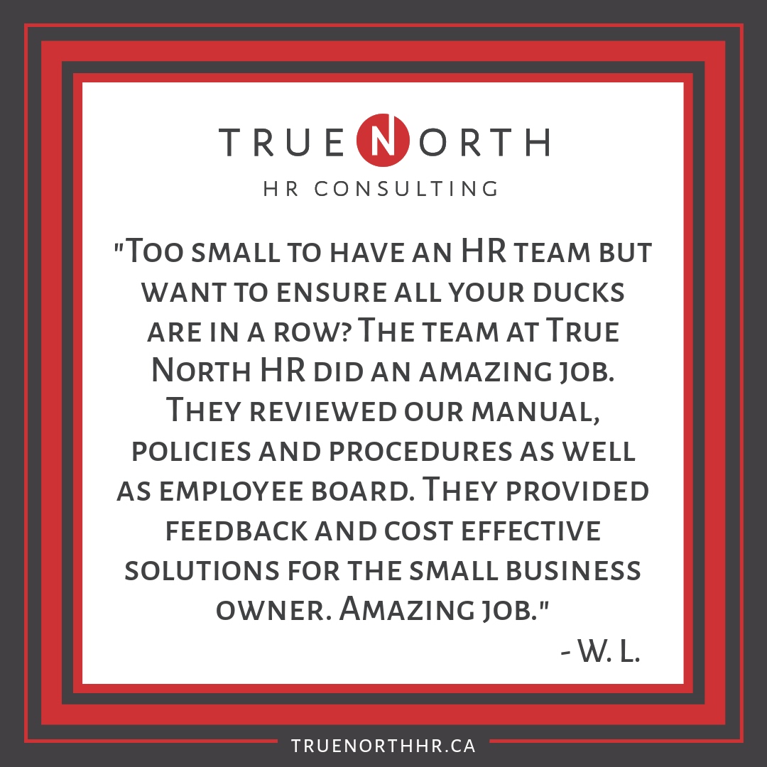 True North HR loves working with businesses of all sizes!

Visit our website at truenorthhr.ca and book your FREE 1-hour discovery call to find out how True North HR can help you!

#HRconsultants #HRconsulting #HRpolicies #clienttestimonial #5starreview