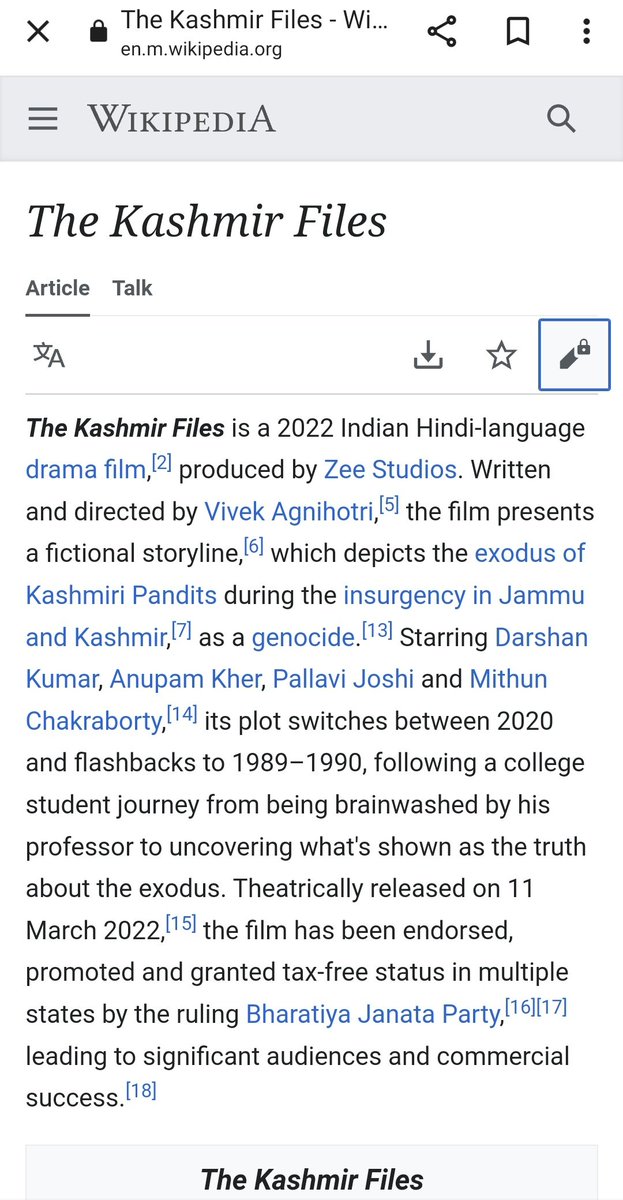 ankit15march's tweet photo. Wikipedia showing disrespect to kashmiri people by saying a genocide as exodus. #bandwikipedia #antikashmir @PMOIndia @AmitShah  @smritiirani @myogiadityanath @abhishek_kamal @nitin_gadkari @ChouhanShivraj @ManojTiwariMP @Manojguptabjp @manojsinha_ https://t.co/OIXeM8jgHk
