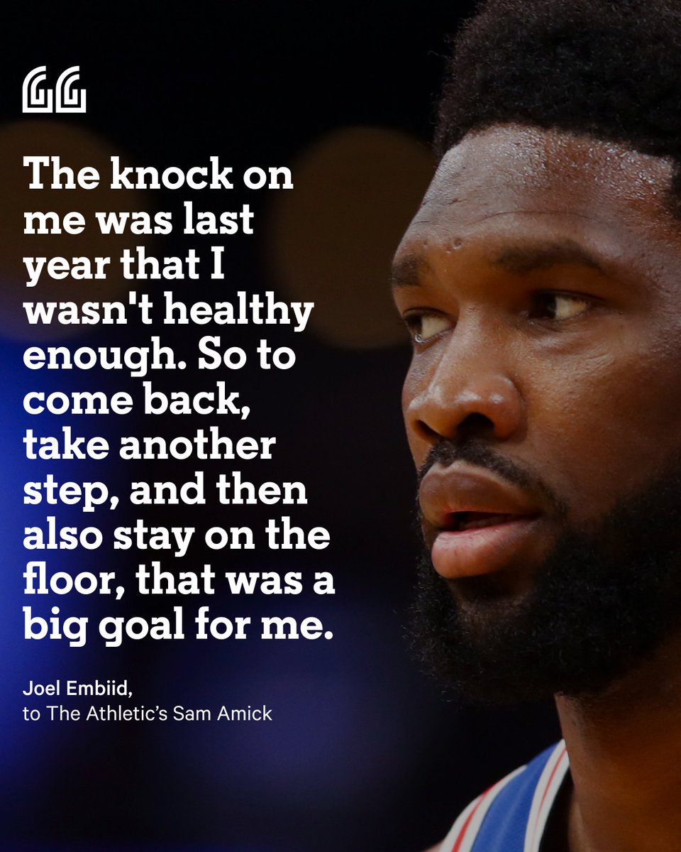TheAthleticNBA's tweet image. “I’ve come a long way from missing those first two years.”

@JoelEmbiid is putting together a special season that may end with his first MVP award.

The Sixers' star sits down with @sam_amick to discuss his growth on and off the court.
theathletic.com/3213386/?sourc…