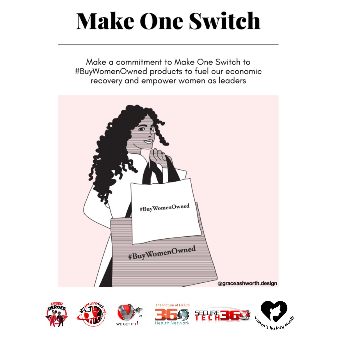 securetech360's tweet photo. Let's #MakeOneSwitch to #BuyWomenOwned to support women-owned businesses! Find Women Owned products here!
https://t.co/MOwFbIV1hr #WomensHistoryMonth #360Cares #MySecureKid #SecureTech360 #CyberHeroes #BlackWomenHistoryMakerof2022 https://t.co/YE2b1b30tg