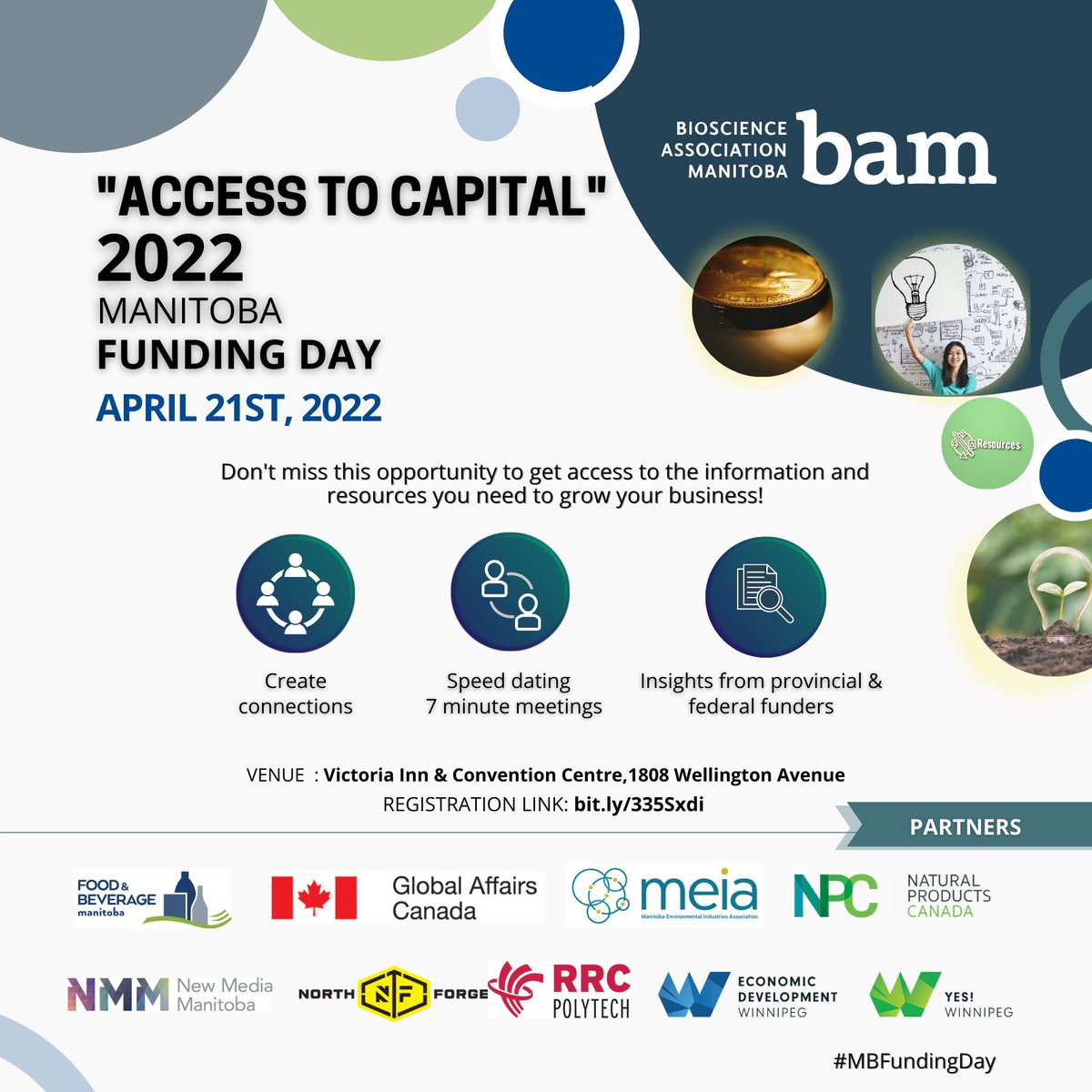 BioscienceMB's tweet photo. 📣📣📣 Are you interested in …

✅Create connections
✅Speed dating – 7-minute meetings
✅Insight from provincial and federal funders

If your answer is YES to any of the above, click here to attend MB Funding Day ▶️ https://t.co/qG7lVYQXNi
#MBFundingDay #bioMB #FundingDay https://t.co/wLi8U38Px1