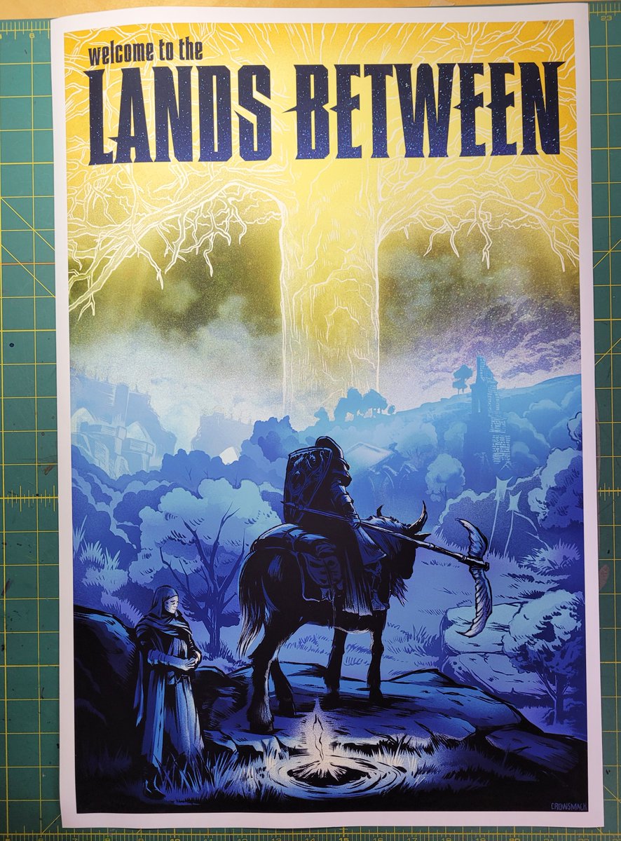 Elden Ring feels like playing a dream. When The Lands Between first opened up, to me it looked like a beautifully fragmented dreamscape.  Almost like how our mind pieces together places we've been when we're asleep. I wanted my first Elden Ring poster to feel dreamy.