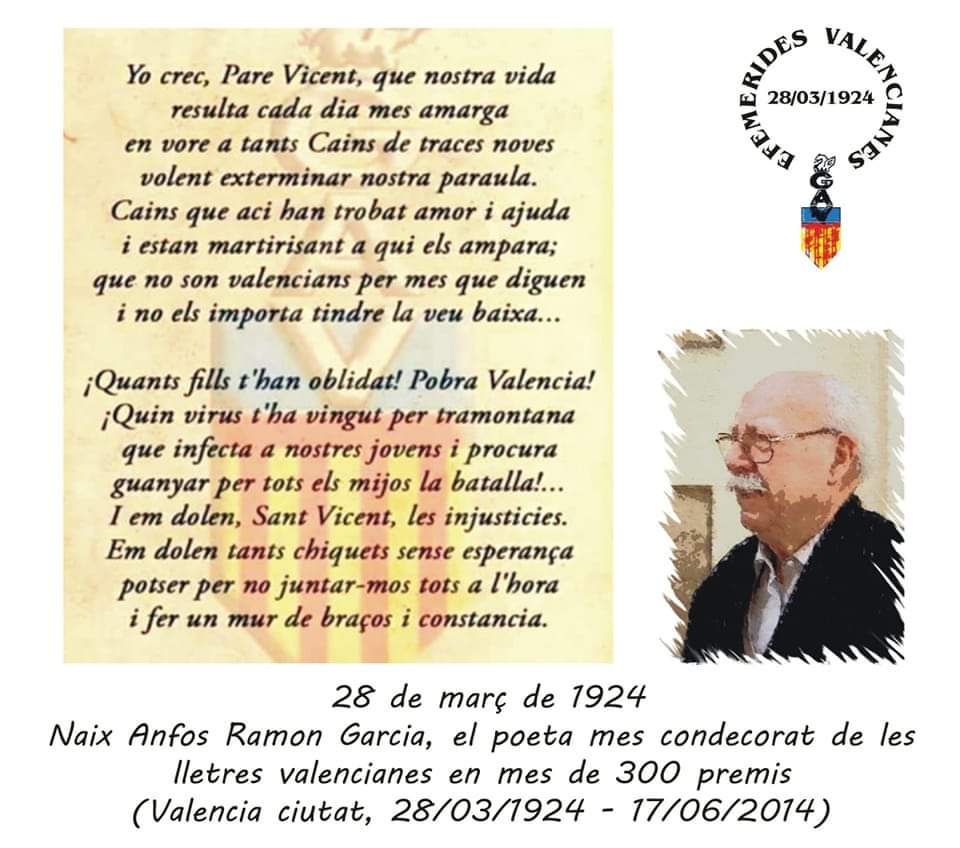 GAValencianista's tweet photo. #efemerides #valencianes #Anfos #Ramon #poeta https://t.co/o8U5viqWdi