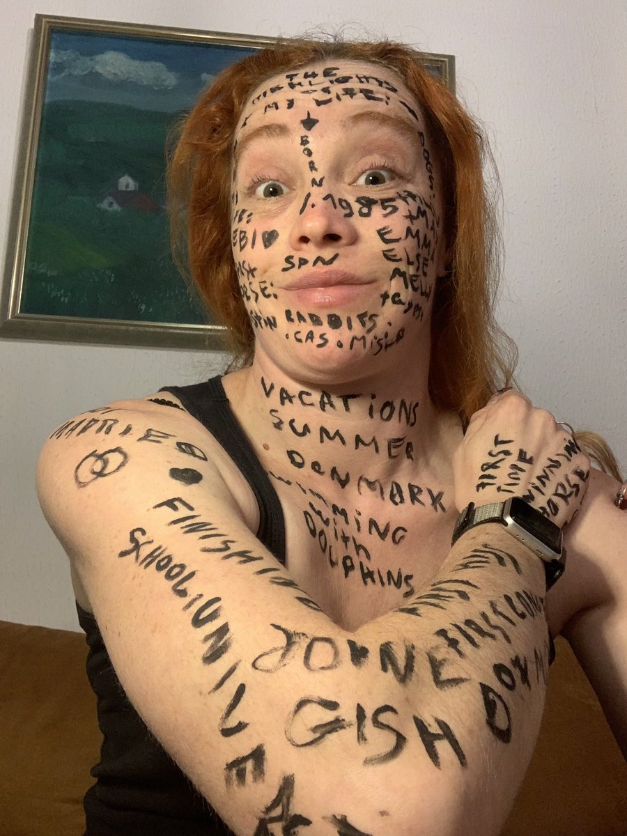 DanielleBoochs's tweet photo. Ok definitely a highlight of this weekends #GISH #gishbookbash hunt. Removing the words was not the easiest though . Definitely a „DammitMisha Moment“. #item80 write highlights of your life on yourself .  @GISH @mishacollins @charliecapen @feliciaday https://t.co/7dD40U5Vrq