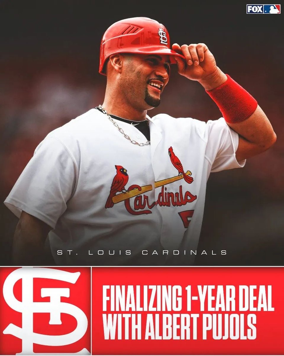 Fpimentel09's tweet photo. ¡ ATENCIÓN ¡🚨 Según reportes :

Albert Pujols llegó a un acuerdo de un año y US$2.5 Millones con los Cardenales de San Luis.

#albertpujols
#cardenales
#cardenalessanluis 
#SpringTraining2022 
#beibolfansrd 
#beibol https://t.co/IFtMQX9vtk