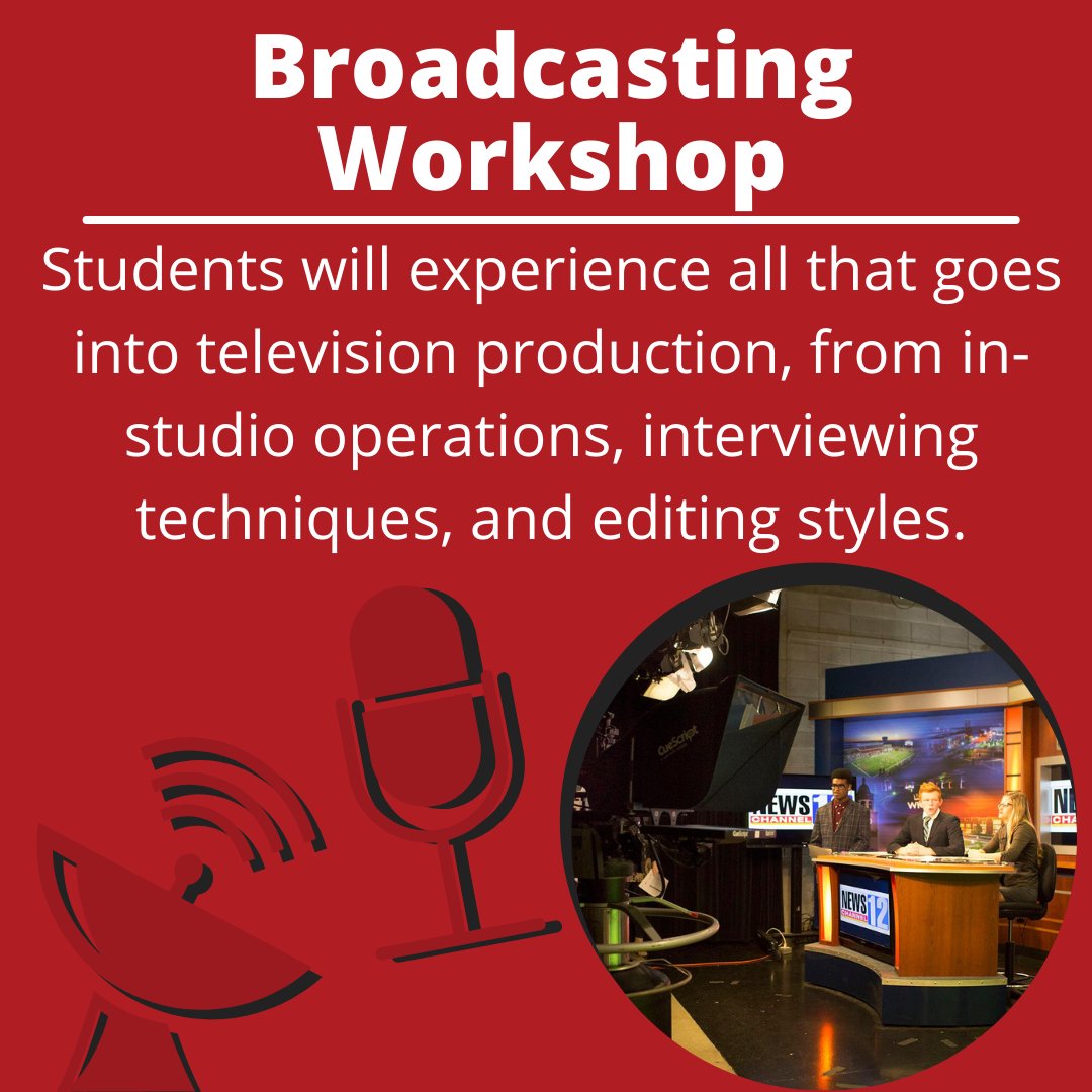Applications are open for the School of Media’s Summer Workshops! 
The School of Media is offering three dynamic workshops where high school students can spend five days immersed in their passion: broadcasting, film, or photojournalism.