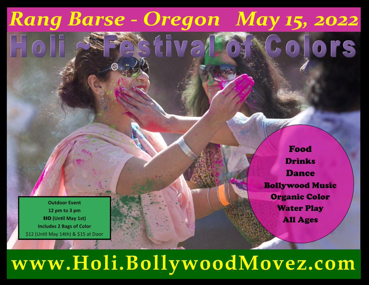 RangBarseOregon's tweet photo. https://t.co/oSZHmXMqCt

#RangBarse #colorfestival #holi2022  #portland #oregon #thingstodoportland #HillsboroArts #culture #culturalfestival #indianfestival  #diversity #Bollywood  #aapiheritagemonth #oregonevents #diversity #colorfest #dei #RangBarseOregon #api  #outdoorevents https://t.co/cMITUl0bND