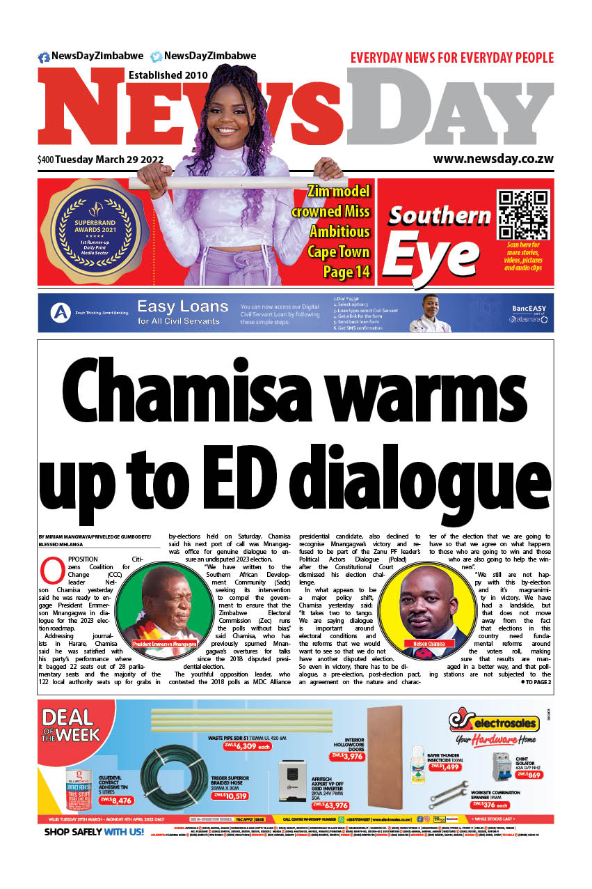 NewsDay Zimbabwe on Twitter: "🔴𝐉𝐮𝐬𝐭 𝐩𝐮𝐛𝐥𝐢𝐬𝐡𝐞𝐝: 𝐟𝐫𝐨𝐧𝐭 𝐩𝐚𝐠𝐞 𝐨𝐟 𝐭𝐡𝐞 #