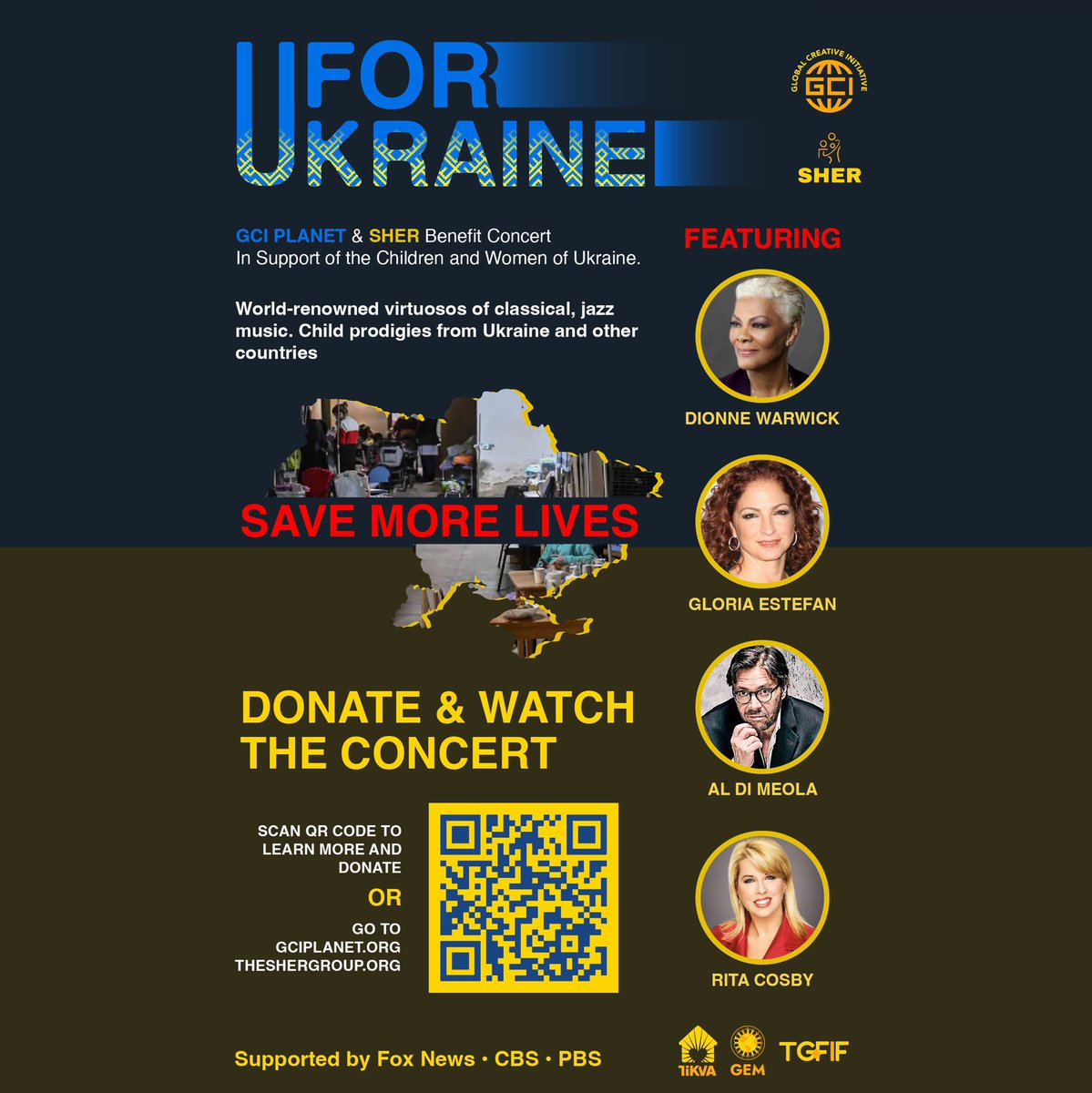 U For Ukraine -a benefit concert/fundraiser for
#Ukrainian #orphanages &amp; #refugees by <a href="/GciPlanet/">GCI Planet</a> &amp; SHER Group! Featuring <a href="/GloriaEstefan/">Gloria Estefan</a> <a href="/dionnewarwick/">Dionne Warwick</a> <a href="/aldimeolamusic/">Al Di Meola</a> <a href="/RitaCosby/">Rita Cosby</a> <a href="/livenowfox/">LiveNOW from FOX</a> <a href="/PBS/">PBS</a> Please WATCH &amp; DONATE if you can, save the kids of #Ukraine🇺🇦youtu.be/pnMWT9xTk7g