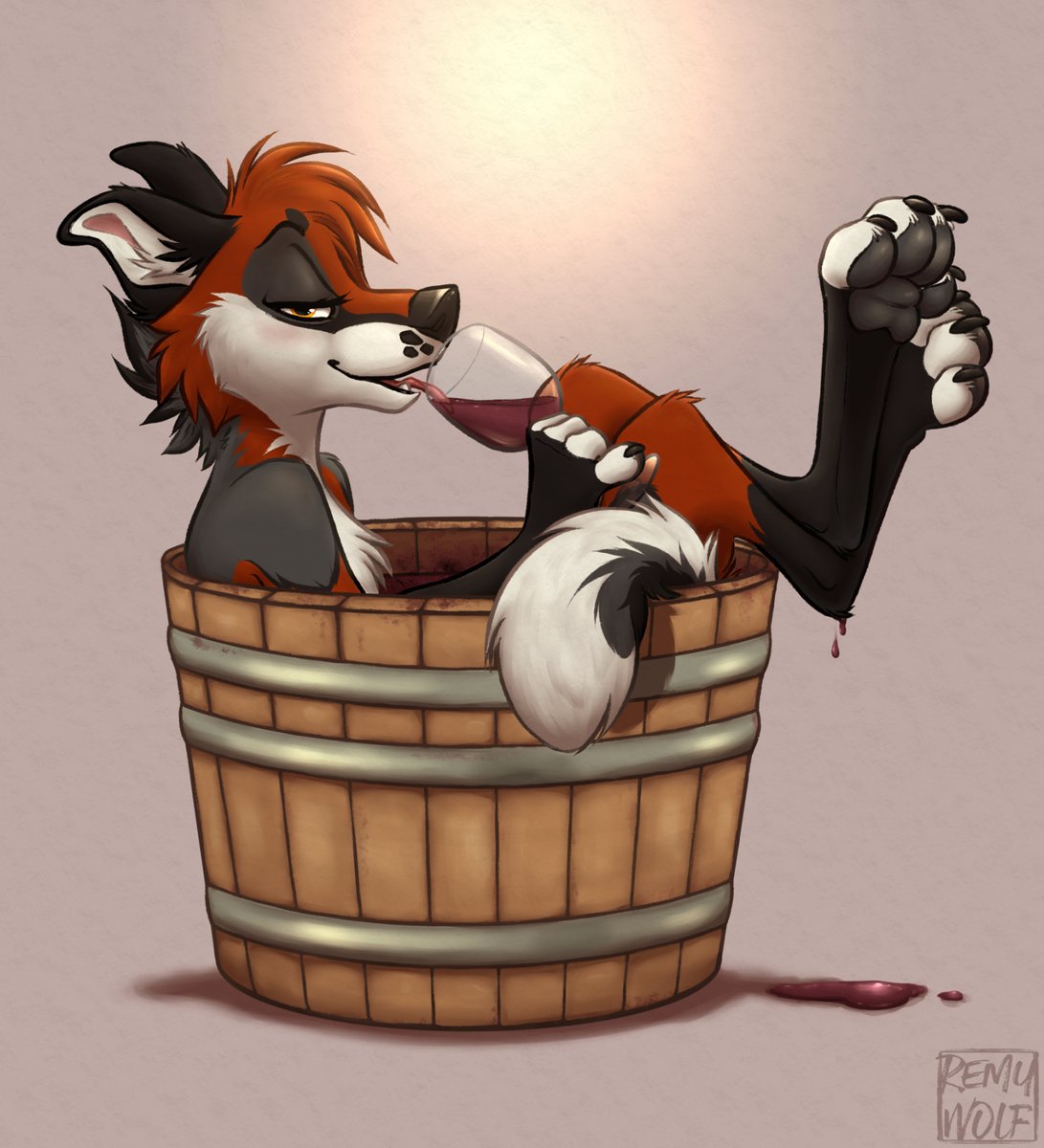 Remy__Wolf's tweet photo. Wine-making and partaking 😏🍇🍷

A P/atre0n request that I got carried away with, haha

(Juice-stained paws + clean paws versions) https://t.co/p4yoxPnvvx