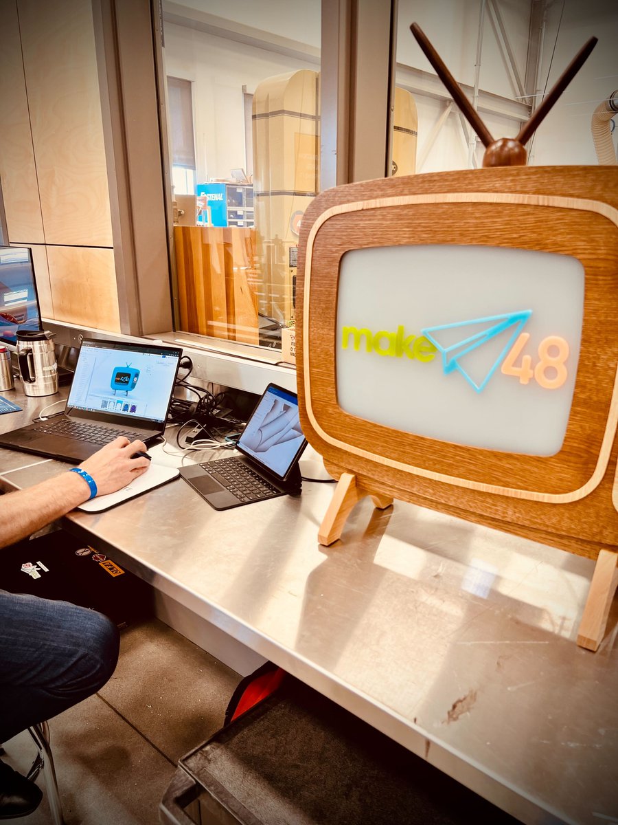 Onshape's tweet photo. We were thrilled to be at the @gomake48 finals in @VisitWichita this past weekend, located at the @GoCreateWSU Makerspace.
As the exclusive #CAD tool of #Make48, our engineers helped competitors design their 3D prototypes for the 48 hour challenge.
#STEM #Makers #onshape https://t.co/r0FkCz8DTD