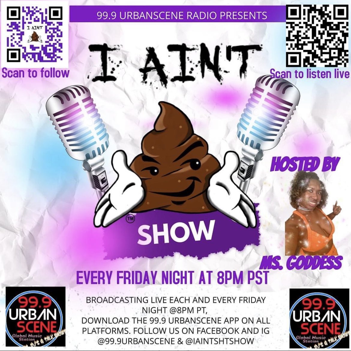 IAintShtShow's tweet photo. Make sure you tune in this Friday Night for the I Ain’t Sht Show. I’m gone give y’all my opinion on this #WillAndChris Fiasco! #MsGoddess #IAintShtShow #99.9UrbanSceneRadio #LasVegas #Memphis #LA #Louisville #ATl #Chicago https://t.co/qizuBS1ri2