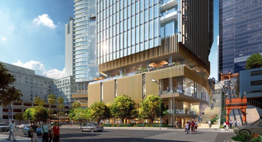 laura_nelson's tweet photo. “A bet on downtown Los Angeles.” A planned $1.6-billion project next to Angel’s Flight funicular — which would have two hotels, plus apartments, condos and retail — has cleared a key hurdle at the city, @rogervincent reports: https://t.co/yjqKpMtl3L https://t.co/xQCAlN8SP1
