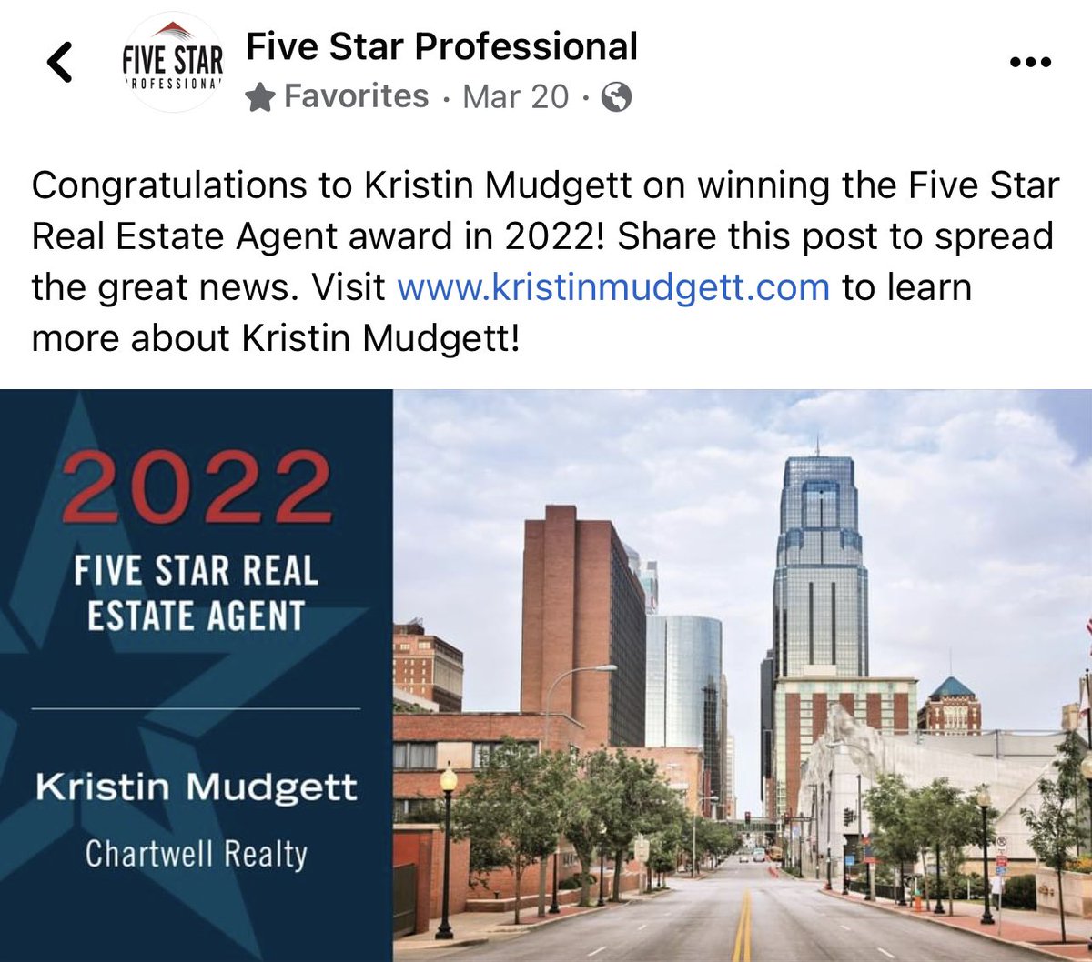 KCKrissyRealtor's tweet photo. Thank you!  Could not be a #fivestarwinner if it wasn’t for my clients, family and friends. Beyond #grateful and #blessed #kc #kcrealtor #kansascity #realtor #realestate #joco https://t.co/8M7P3P4MXu
