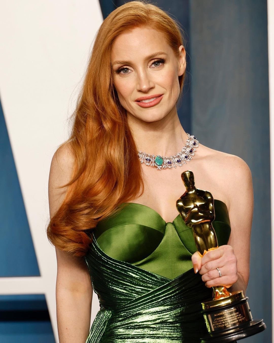 jessica chastain green dress Jessica Chastain Green Cut Out A-line Evening Prom Dress 2018 Critics' Choice Awards Red Carpet