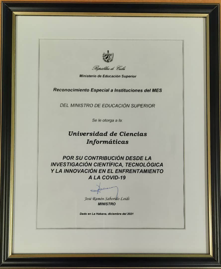 universidad_uci's tweet photo. Los rectores de las universidades y ECTI de 
@CubaMES recibieron un reconocimiento del Ministro de Educación Superior, @jsaborido50, por los aportes desde la ciencia, la tecnología y la innovación, en el enfrentamiento a la #Covid_19. @DiazCanelB @raydelmp @YanioHdez @MINSAPCuba https://t.co/jRiM6bVoCB