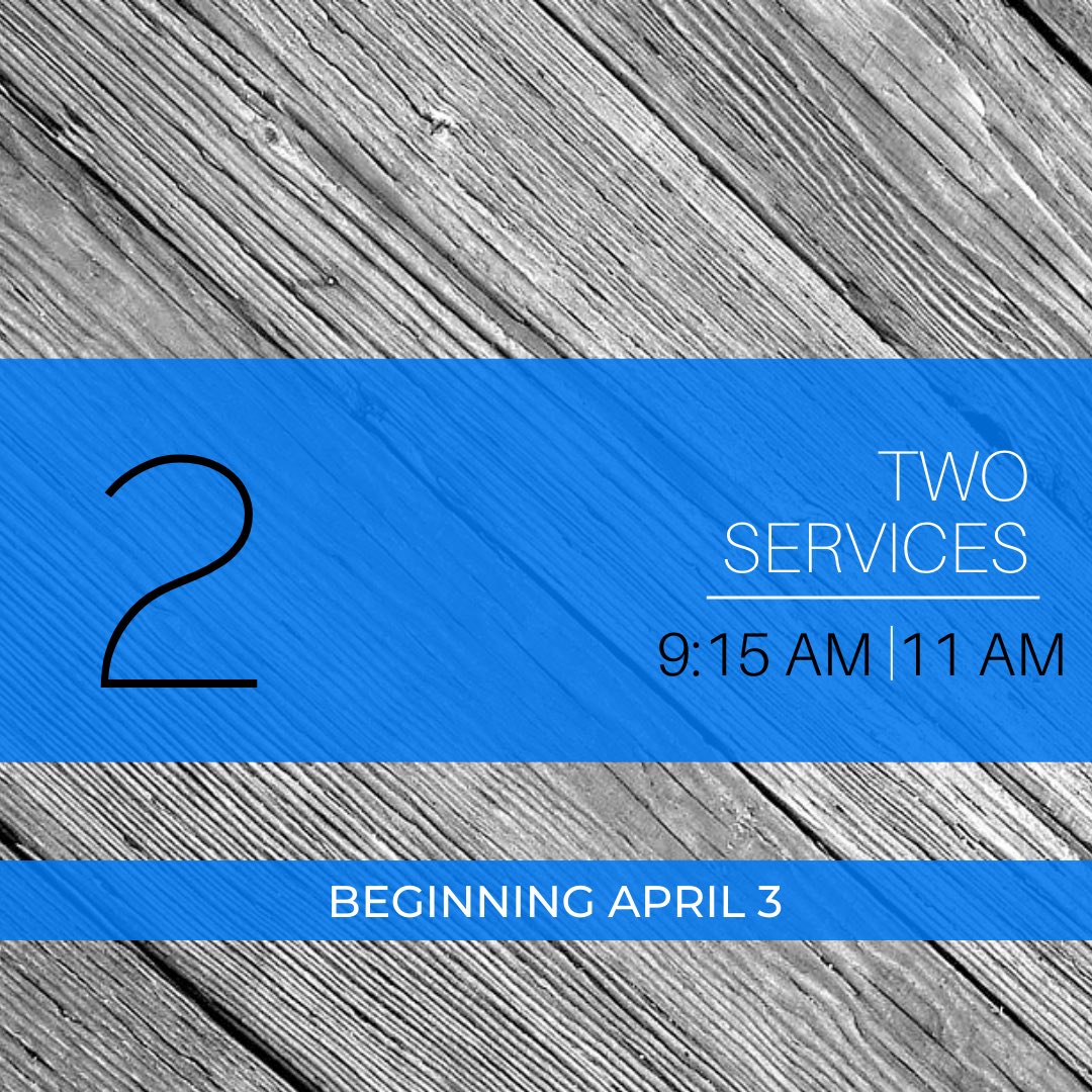 Hey Westview!

This Sunday we make the switch back to two services. Our new times will be 9:15am &amp; 11am. We are thrilled to be able to offer more ways for you to worship. 

Our livestream will continue to be offered during our 11am service, and viewable on demand afterwards.