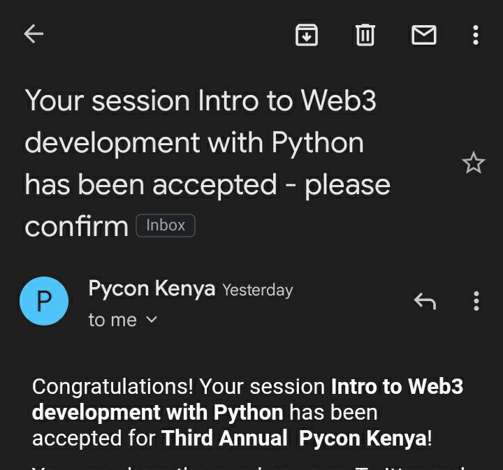 GrishonNganga's tweet image. 🔥🔥 I&apos;ll be speaking at @pythonairobi about web3 development using python. Super amped!!!
#PyConKE