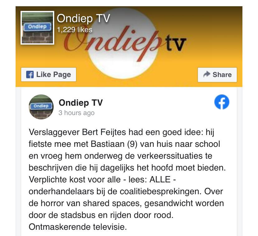 Sterk item van #OndiepTV over verkeersonveilige #schoolroutes. Meefietsen met Bastiaan (9) uit #Pijlsweerd, van huis naar school.

Of zoals OndiepTV zegt: verplichte kost voor oa @GroenLinks030 <a href="/D66Utrecht/">D66 Utrecht</a> <a href="/VVDUtrecht/">Utrechtse VVD</a> <a href="/pvdautrecht/">PvdA Utrecht</a> <a href="/CDAUtrecht/">CDA Utrecht</a> 

#Oudenoord #DavidVanMollem