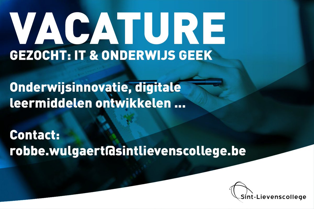 Zelfs na een jobbeurs op school met 30+ deelnemers, allen met interesse om in het onderwijs te stappen, ontbreekt telkens één profiel: iemand die lesgeven, informatica en digitale skills combineert. 

Daarom dus: 
Ben je zo iemand of ken je eentje, send me! 
#vacature #onderwijs