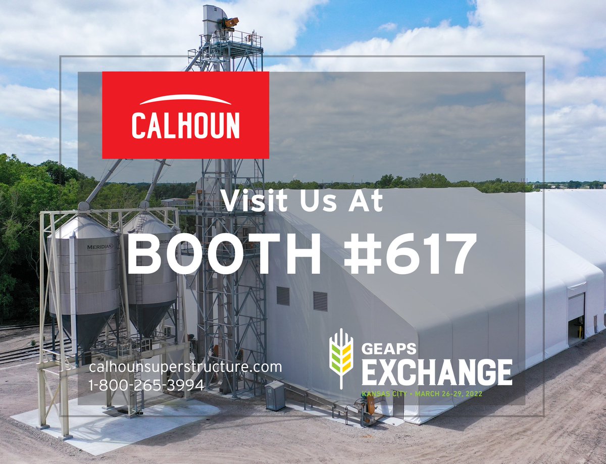 CalhounSS's tweet image. We are here at Grain Elevator and Processing Society (GEAPS) Exchange 2022 in Kansas City, MO. Visit us at booth #617 and see why #ourstrengthisinourstructure
