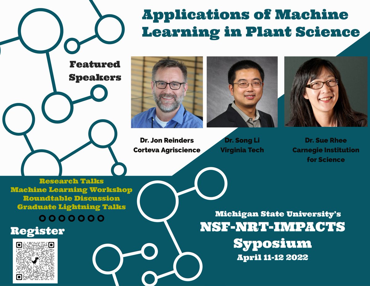 The IMPACTS program is hosting their annual symposium on "Applications of #MachineLearning in #PlantScience" on Apr 11-12! Register now!🌱🖥️ #NSF_NRT #researchtalks #professionaldevelopment #networking <a href="/MSUGradSchool/">MSU Graduate School</a> <a href="/msu_ampss/">AMPSS</a> <a href="/MSU_PBGB/">MSU PBGB Students</a> <a href="/msuresearch/">MSU Research</a> <a href="/SueRhee2/">RheeLab</a> <a href="/songli_at_vt/">Song Li</a>