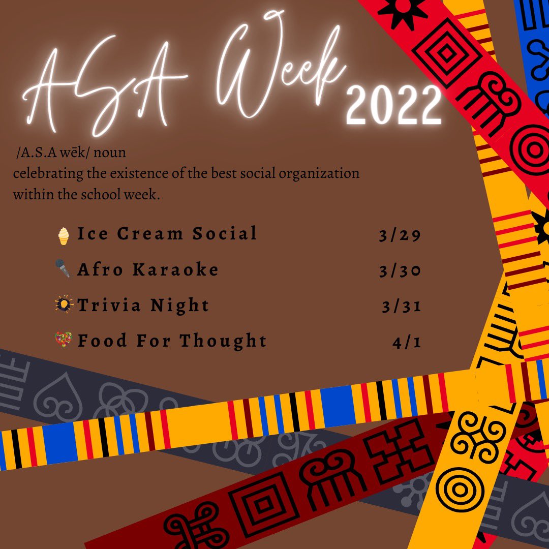 asa_ilstu's tweet photo. It’s officially A.S.A Week! From Tuesday through Friday we will be celebrating our organization with fun events led by our members as well as a discussion and food on Friday. We would love for you to join us! #ISU22 https://t.co/qmYnmHEfpX
