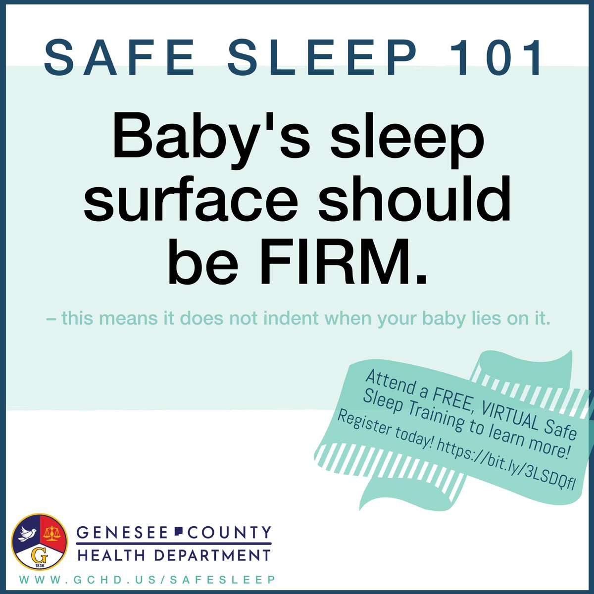 💤 All parents have questions about #safesleep. 

Get your questions answered – register for a FREE, VIRTUAL safe sleep training* today: bit.ly/3LSDQfl 

*Completing a health department training earns you a FREE sleep sack