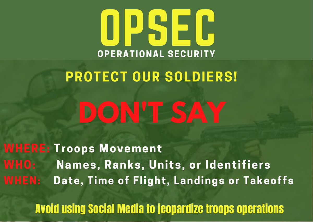 InsideKaduna_'s tweet photo. There is a reason why military troops movement are classified information, do not share on social media, do not put it out flagrantly.

Do not share sensitive information about movement. Do not jeopardize troop movement, it can affect Intended outcomes. https://t.co/92LGu6PXBo